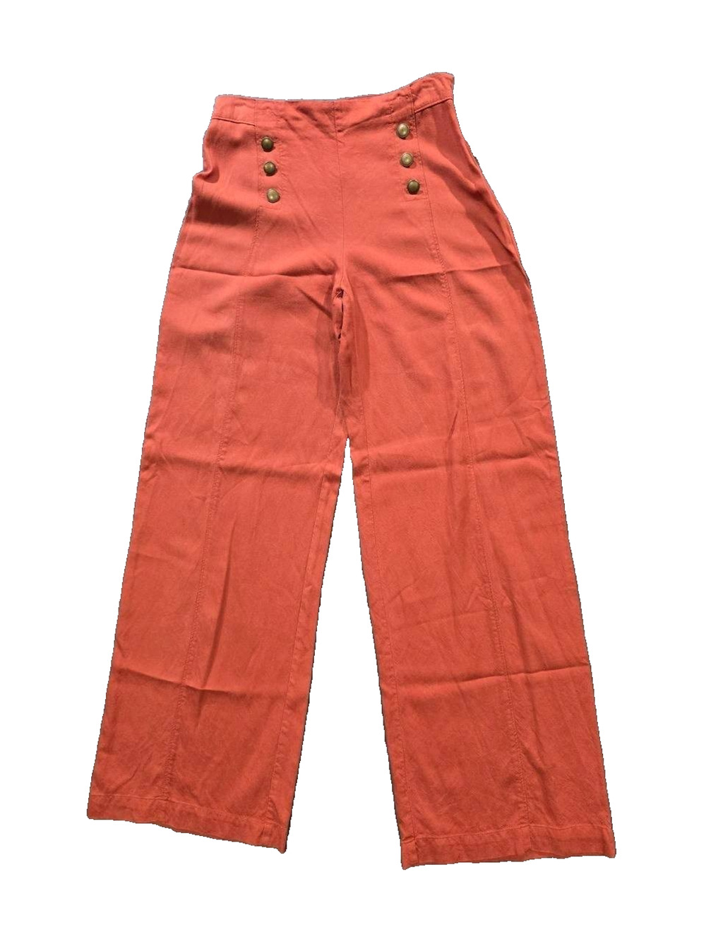 Abercrombie & Fitch Rust Sailor Y2K Wide Leg High Rise Pants 2 Brass A010218